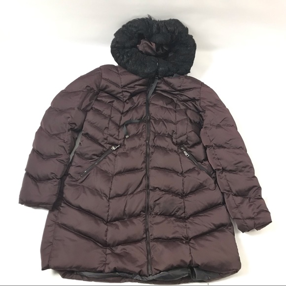 T Tahari Women’s Quilted Parka Jacket XL Burgundy - Picture 1 of 8